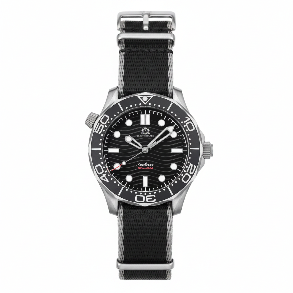 DIVER 007 — Nylon Black Wave