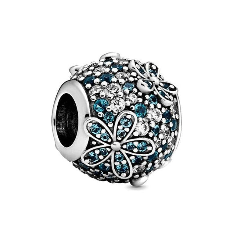 Charm - Blue Pavé Flowers