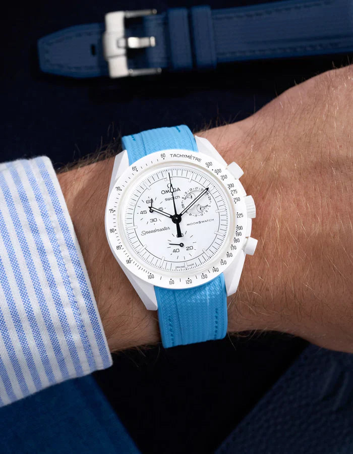 Premium Curved Rubber Strap - Capri Blue