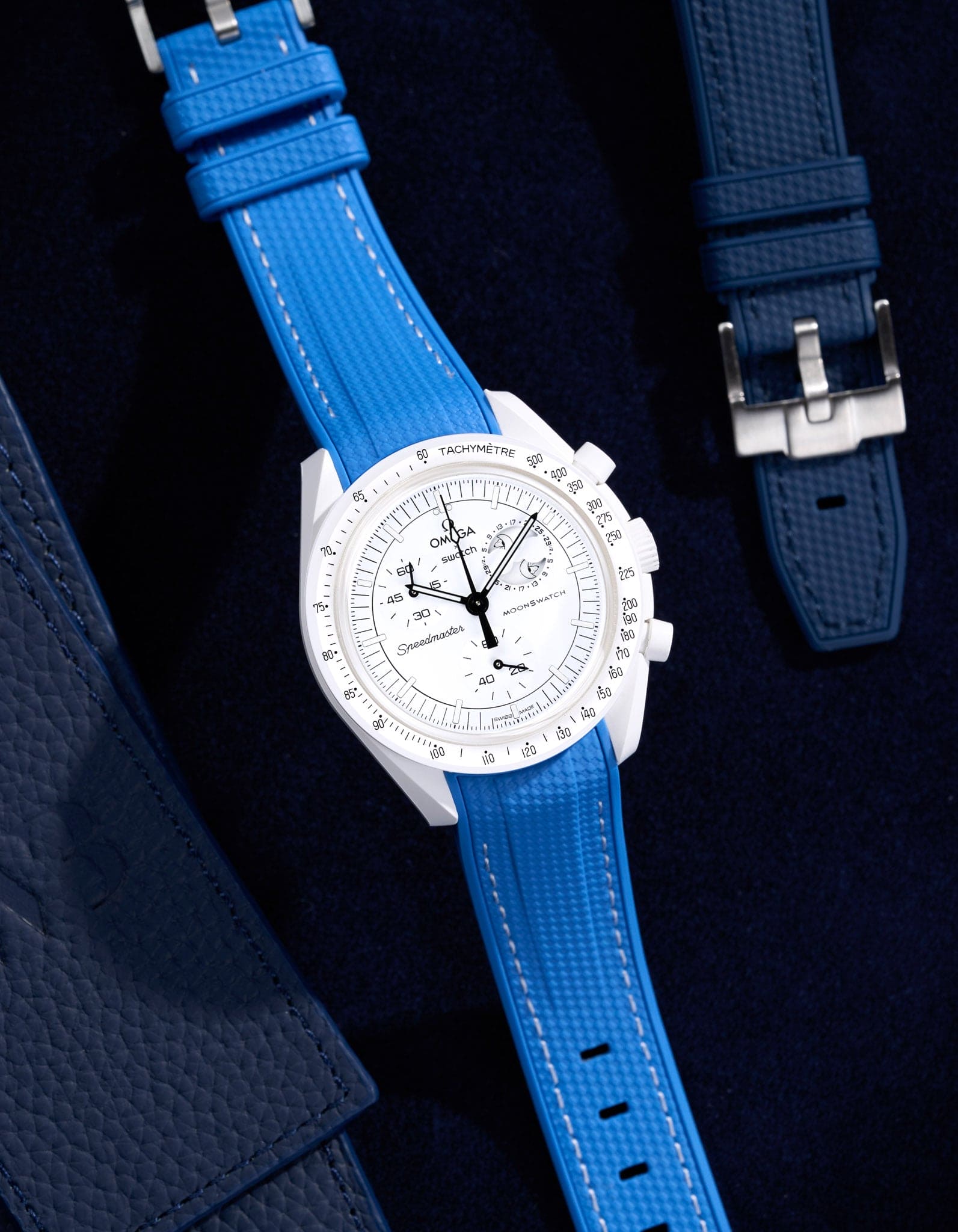 Curved Vertech Rubber Strap - Neptune Blue - OM Luxury